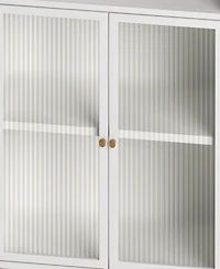 Streamdale Furniture 45.28" H Storage Cabinet, Bathroom Floor Cabinet with Glass Door and Shelves, Freestanding Display Storage Cabinet for Bathroom,