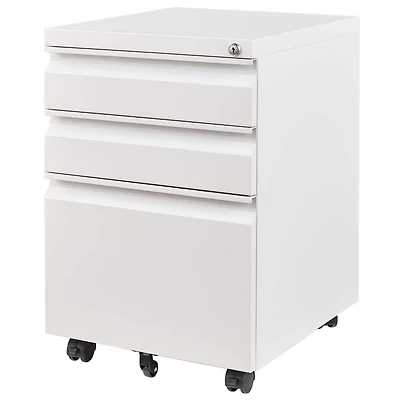 Streamdale Furniture 3 Drawer Mobile File Cabinet with Lock, Metal Filing Cabinets for Home Office Organizer Letters/Legal/A4,Fully Assembled, White