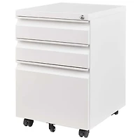 Streamdale Furniture 3 Drawer Mobile File Cabinet with Lock, Metal Filing Cabinets for Home Office Organizer Letters/Legal/A4,Fully Assembled, White