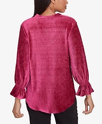 Ruby Rd. Petite Smocked Velvet V-Neck Blouse
