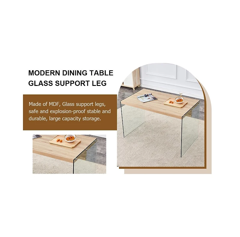 Streamdale Furniture The Top of the Coffee Table is Made of Medium Density Fiberboard and Wooden Stickers, with Transparent Tempered Glass on both Sid