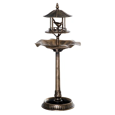 3-in-1 Garden Bird Bath Bowl Pedastal with Bird Feeder, Large Water Basin, & Underneath Flower Planter