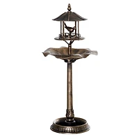 3-in-1 Garden Bird Bath Bowl Pedastal with Bird Feeder, Large Water Basin, & Underneath Flower Planter
