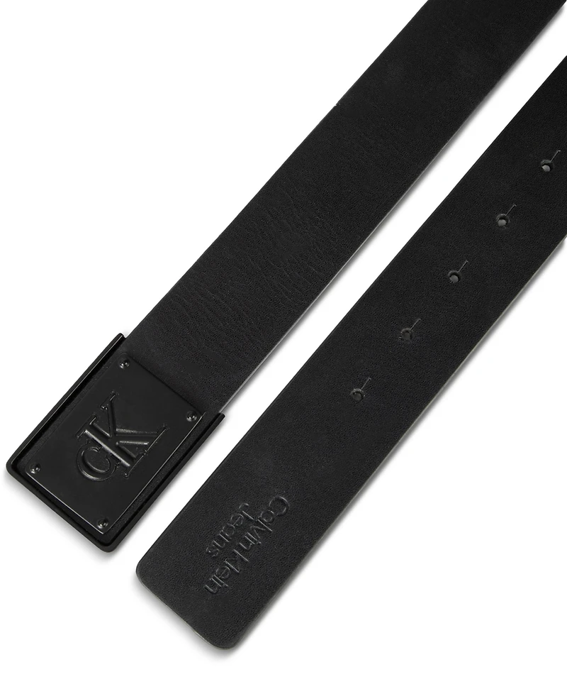 Calvin Klein Men's Ck Plate Plaque Belt