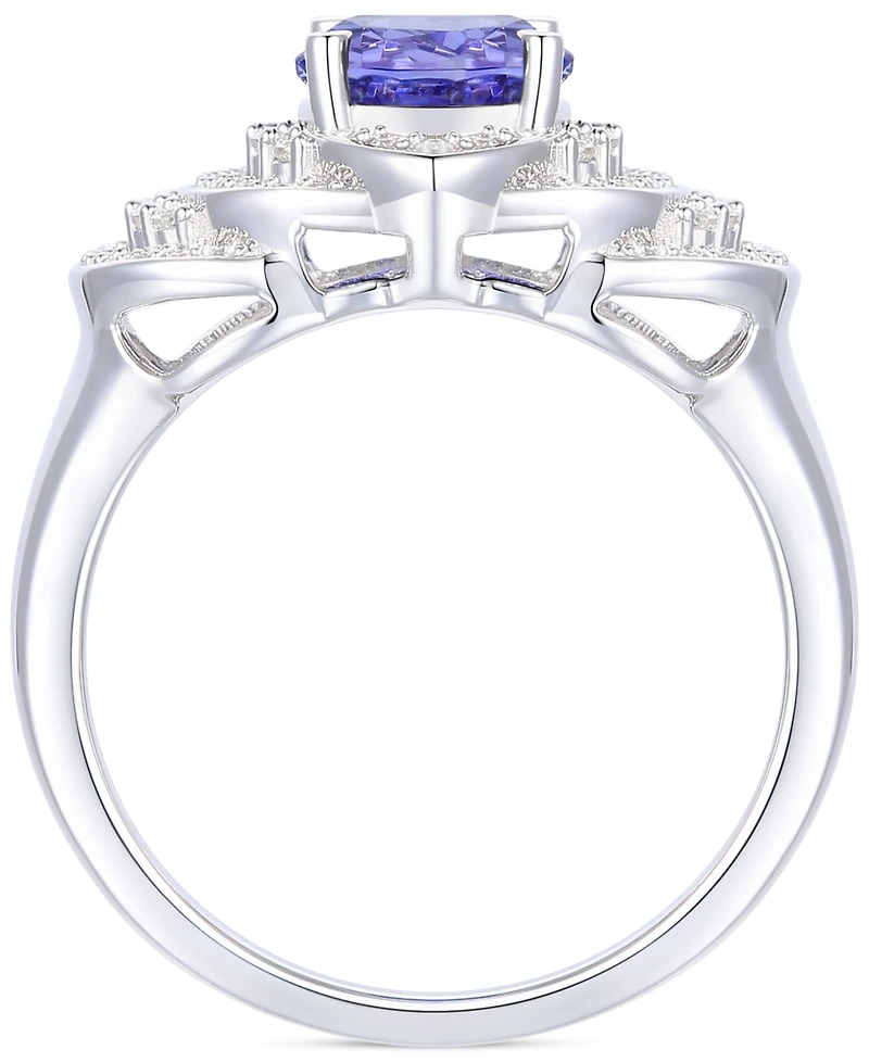 Tanzanite (1-3/4 ct. t.w.) & Diamond (1/2 ct. t.w.) Oval Ring in 14k White Gold