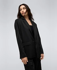 Kenneth Cole Women's One Button Notch Collar Satin Jacket