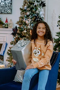 Bluey Girls Bingo Chilli Mom Bandit Dad Christmas Long Sleeve Sweater to