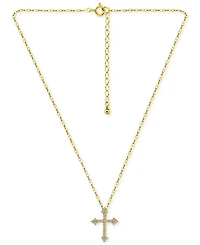 Giani Bernini Cubic Zirconia Cross Pendant Necklace in 18k Gold-Plated Sterling Silver, 16" + 2" extender, Exclusively at Macy's