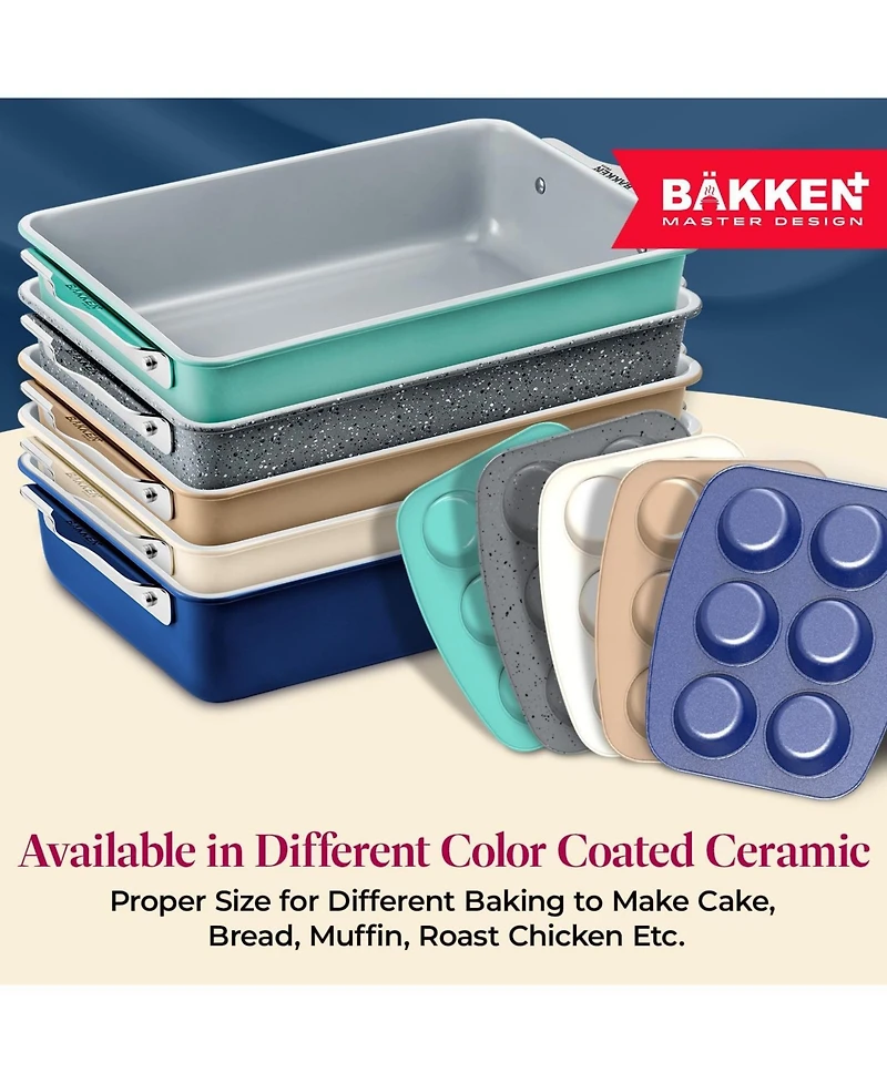 Bakken 8-Piece Stackable Bakeware Set - Ceramic Non-Stick Coating, Baking Sheets, Assorted Pans, Ptfe, Pfoa & Pfos Free