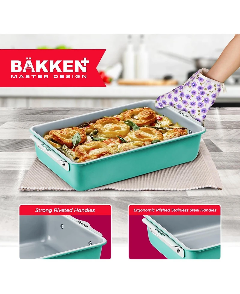 Bakken 8-Piece Stackable Bakeware Set - Ceramic Non-Stick Coating, Baking Sheets, Assorted Baking Pans, Ptfe, Pfoa & Pfos Free