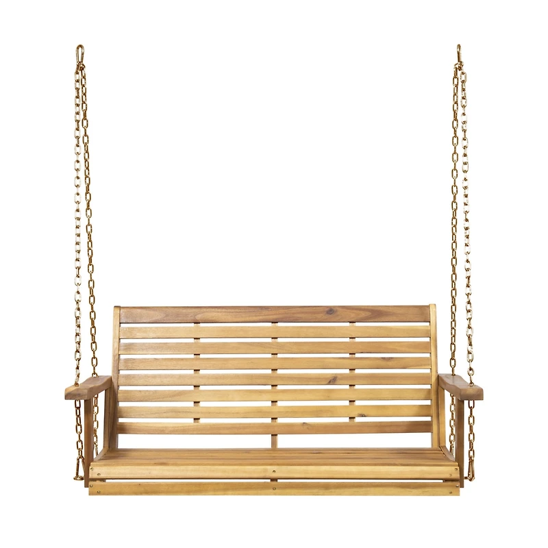 Streamdale Tasmania Acacia Wood Porch Swing Durable, Spacious, And Serene