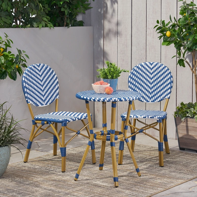 Streamdale Navy & White 3-Piece Bistro Set