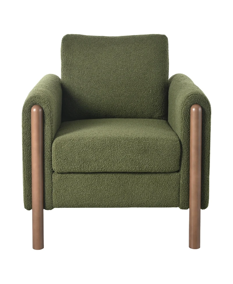 Streamdale Oversized Green Accent Chair with Walnut Legs