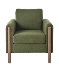 Streamdale Oversized Green Accent Chair with Walnut Legs