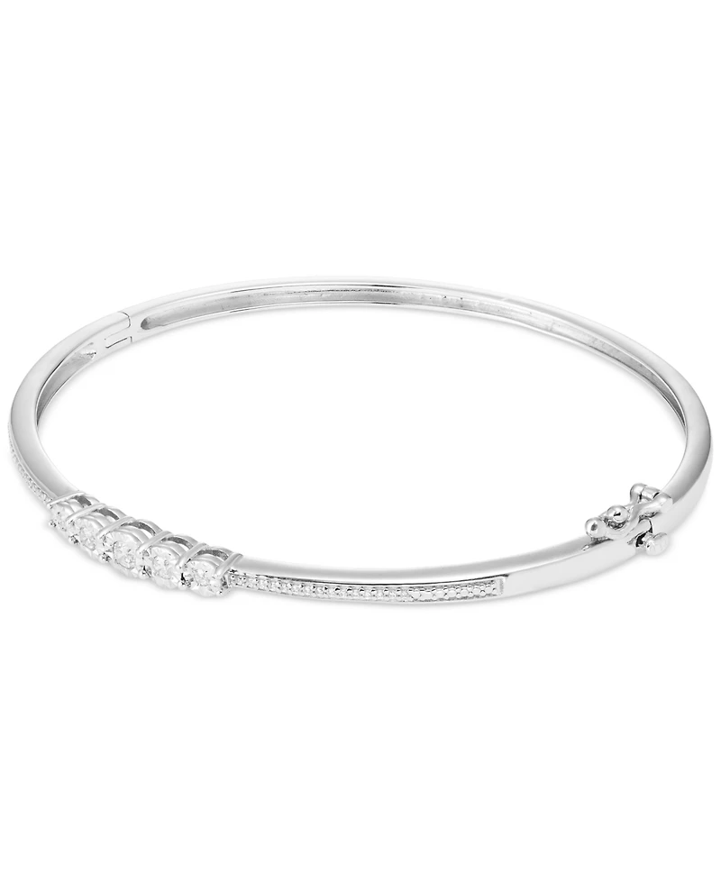 Diamond Five Stone Bangle Bracelet (1/4 ct. t.w.) in Sterling Silver