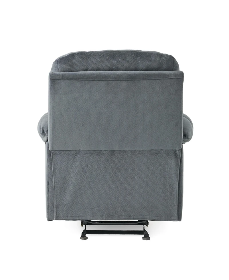 Simplie Fun Luxurious Manual Recliner Chair In Silver With Skin-Friendly Fabric And Dual Cup Holders