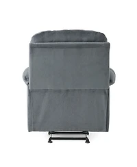 Simplie Fun Luxurious Manual Recliner Chair In Silver With Skin-Friendly Fabric And Dual Cup Holders