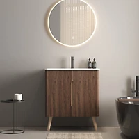 Streamdale Etna 30" Striped Walnut Modern Bathroom Vanity with Sink