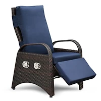 Streamdale Navy Outdoor Adjustable Recliner Chair with Cushions