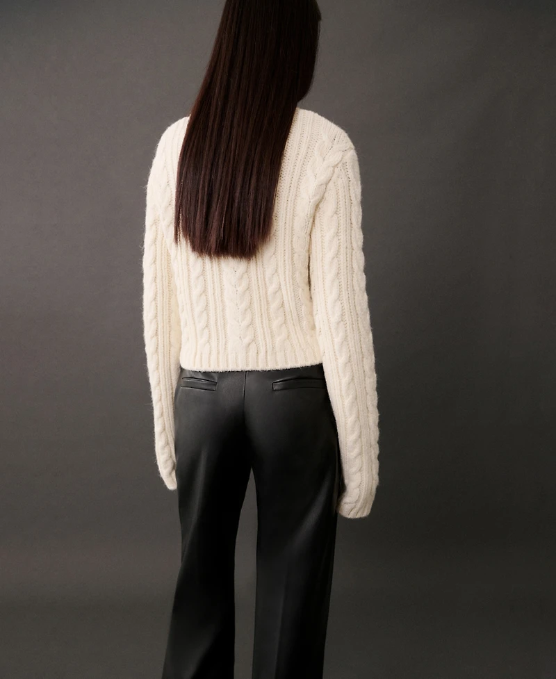 Mango Women's Buttoned Knit Braided Cardigan
