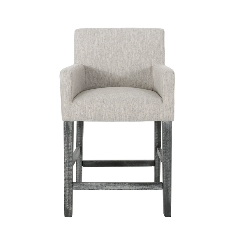 Streamdale Set Of 2 Upholstered 26 Inch Counter Stool - Light Gray/Gray
