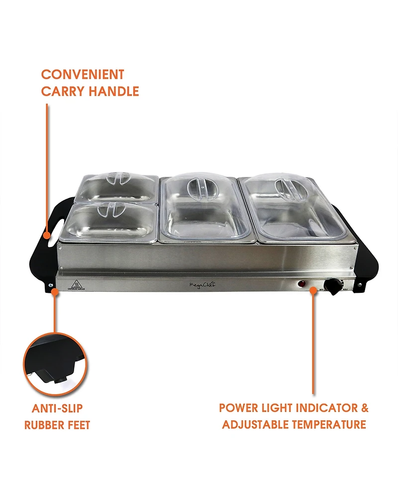 MegaChef 4 Section Buffet Server Food Warmer