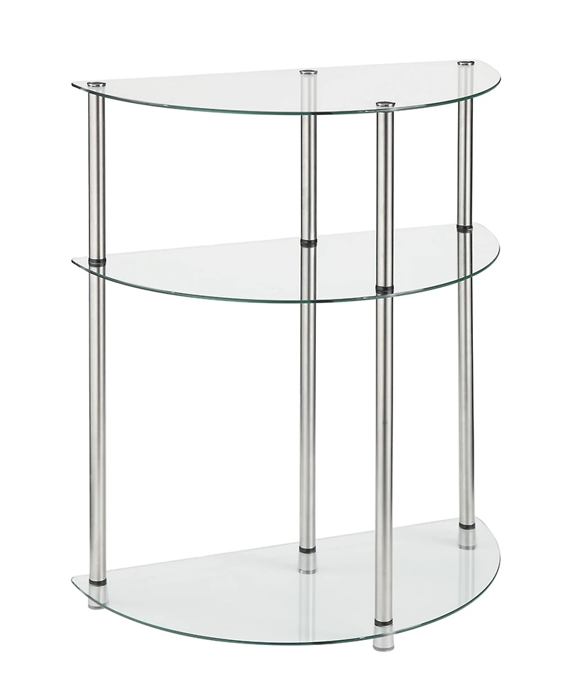 Designs2Go Classic Glass 3 Tier Half-Circle Entryway Hall Table