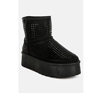 Xoras Chunky Rhinestones Ankle Boots Women