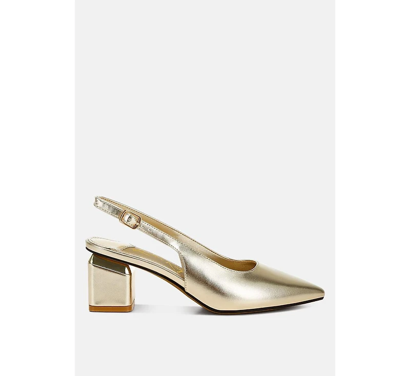 Zofoya Metallic Faux Leather Slingback Sandals Women