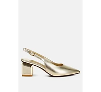 Zofoya Metallic Faux Leather Slingback Sandals Women