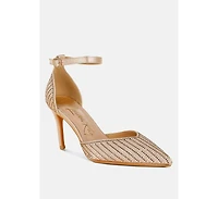 Wanda Pearls & Sequins Embellished Stiletto Sandals Women