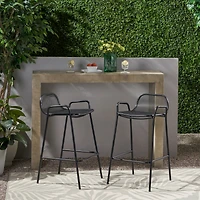 Streamdale Modern Matte Black Iron Barstools With Mesh Seating (Set Of 2)