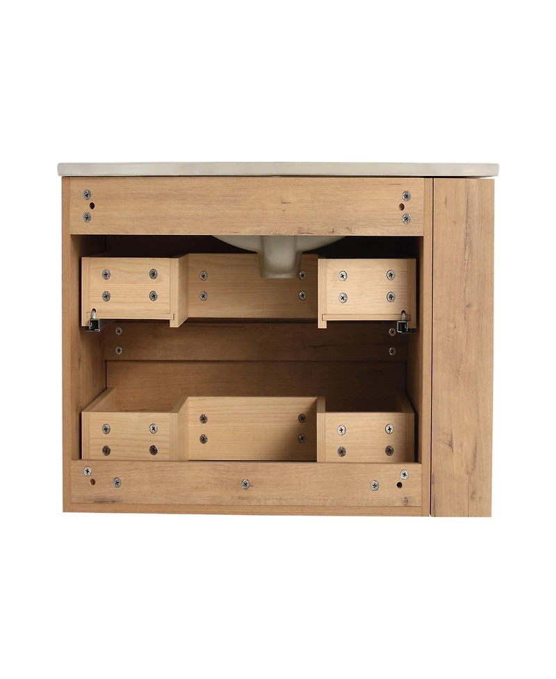 Simplie Fun 30" Wall Mounting Bathroom Vanity, Soft Close Drawer(Only Vanity, Without Basin)