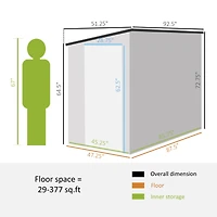 4' x 7.7' Metal Outdoor Storage Shed, Lean to Storage Shed, Garden Tool Storage House with Lockable Door and 2 Air Vents for Backyard, Patio, Lawn, Wh