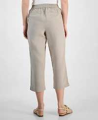 Charter Club Women's 100% Linen Solid Cropped Pull-On Pants, Created for Macy's