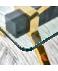 Streamdale Furniture Streamdale Modern Tempered Glass Dining Table with Gold Legs