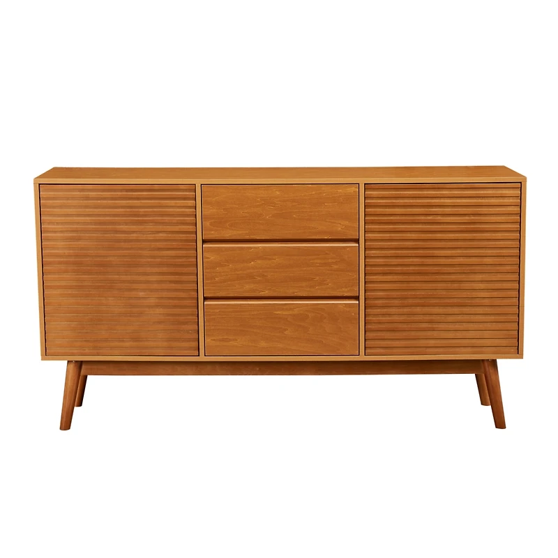 Streamdale Furniture JaydenMax Modern Wood Tv Stand, Entertainment Center for TVs up to 65", Sideboard Buffet Cabinet Credenza, Slatted Media Console