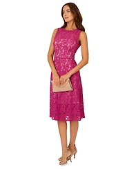 Adrianna Papell Women's Sleeveless Lace Midi Dress