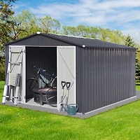 Streamdale Metal garden sheds 10ftx12ft outdoor storage sheds Dark-grey