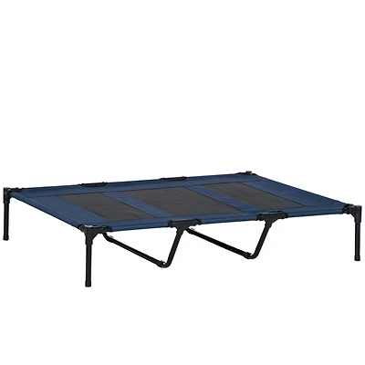 48" x 36" Breathable Elevated Dog Bed Portable Pet Cot, Raised Pet Bed w/ Carry Bag Metal Frame Breathable Mesh Indoor and Outdoor Dark Blue