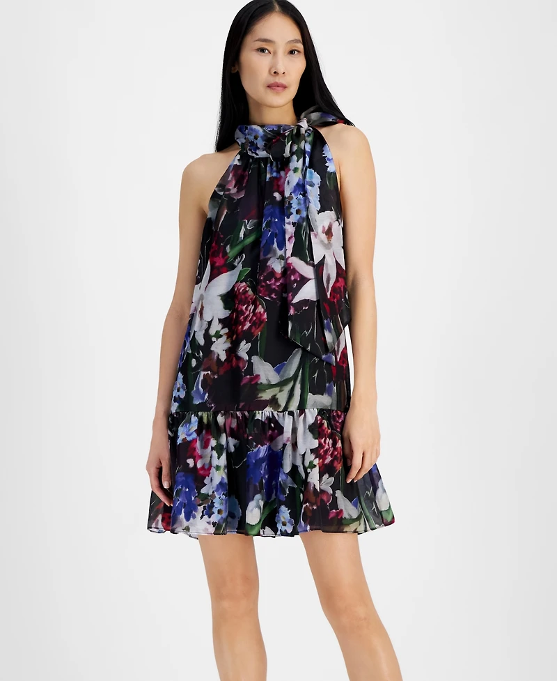 Anne Klein Women's Floral Side-Bow Halter Dress