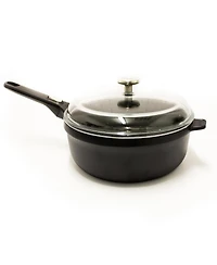 BergHOFF Gem 11" Nonstick Saute Pan 4.6Qt., Detachable Handle, Black, Glass Lid