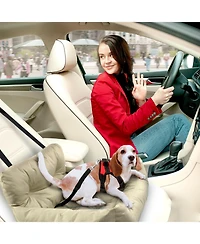 Co-Pilot Dog Beds for Cars, Booster Safety Car Seats for Small Dogs, Travel Pet Bed, Seat Belt Compatible