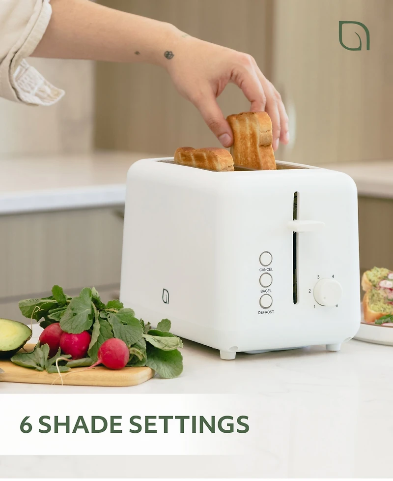 Willow Kitchen 2-Slice Toaster with Wide Slots - Perfect for Toast Bagels, Compact Design, Crumb Tray