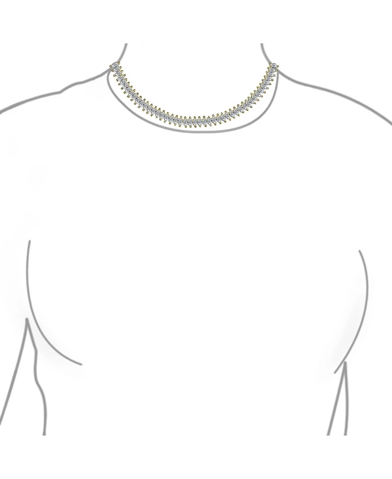 Bling Jewelry Art Deco Style Holiday Day Party Clear White Cubic Zirconia Marquise Formal Statement Tennis Necklace Prom Gold Plated