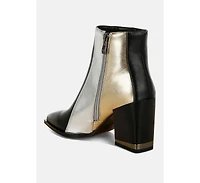 Stemon Three Tone Block Heel Boots