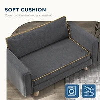 Streamdale Furniture Raised Dog Sofa, Elevated Pet Sofa for Small and Medium Dogs with Removable Seat and Back Cushions, Anti-Slip Pads, Gray