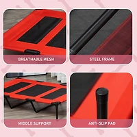 48" x 36" Elevated Breathable Dog Bed Portable Pet Cot w/ Carry Bag Metal Frame Breathable Mesh Indoor and Outdoor Red