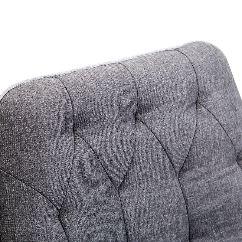 Linen Home Office Chair, Tufted Height Adjustable Computer Desk Chair with Swivel Wheels and Padded Armrests, Dark Gray