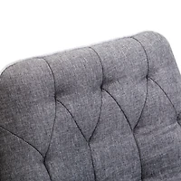 Linen Home Office Chair, Tufted Height Adjustable Computer Desk Chair with Swivel Wheels and Padded Armrests, Dark Gray
